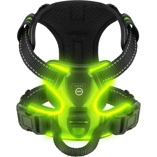 LED No-Pull Dog Harness – Rechargeable Safety Vest for Night Walks