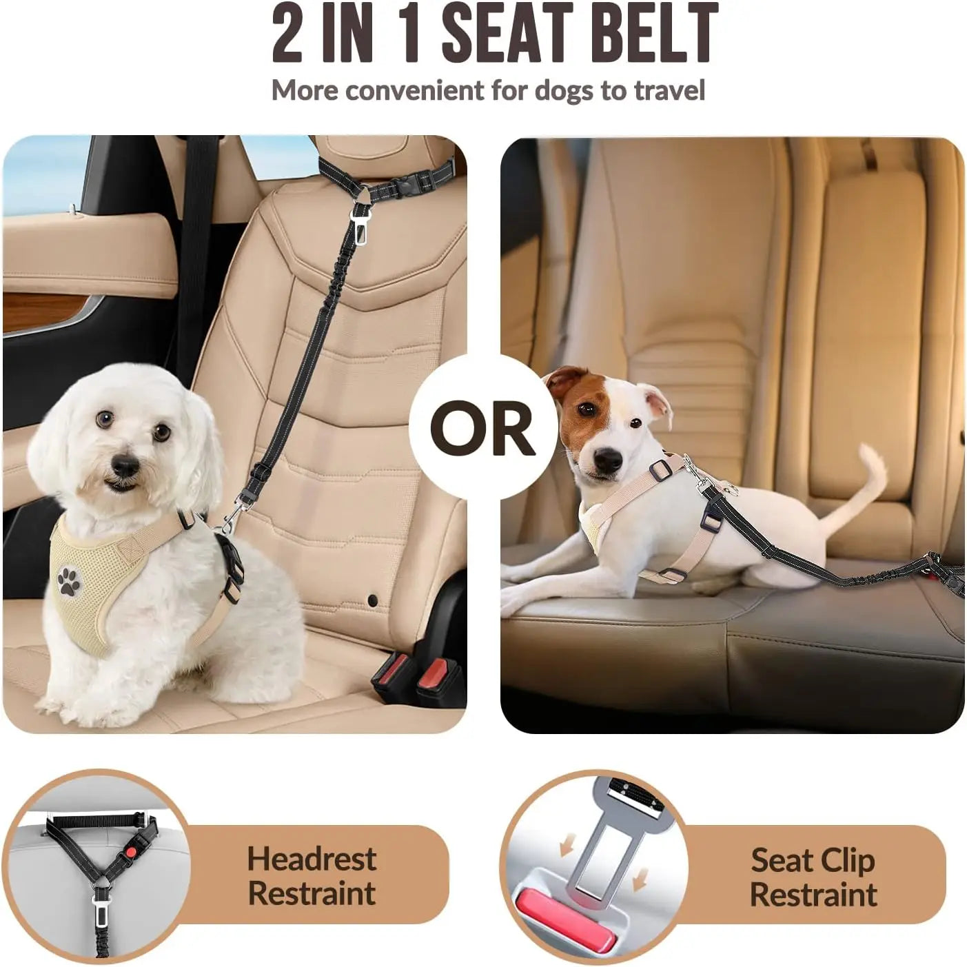 Dog Car Harness Seat Belt – Elastic Travel Restraint